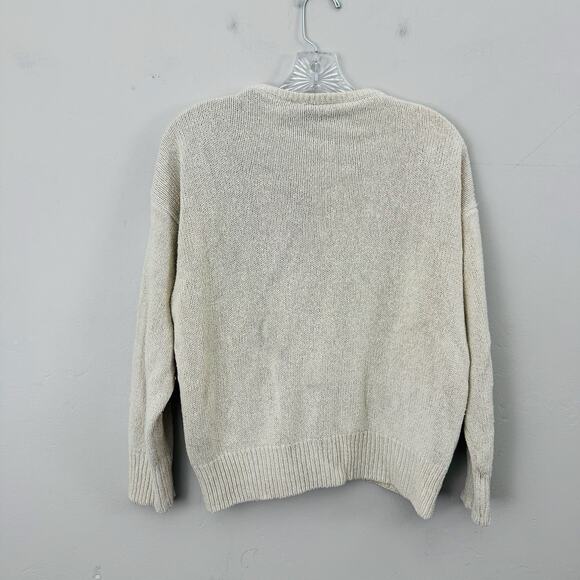 Russ Silk Knit Beige Leaf Design Pullover Sweater Women’s Size L - Picture 5 of 8